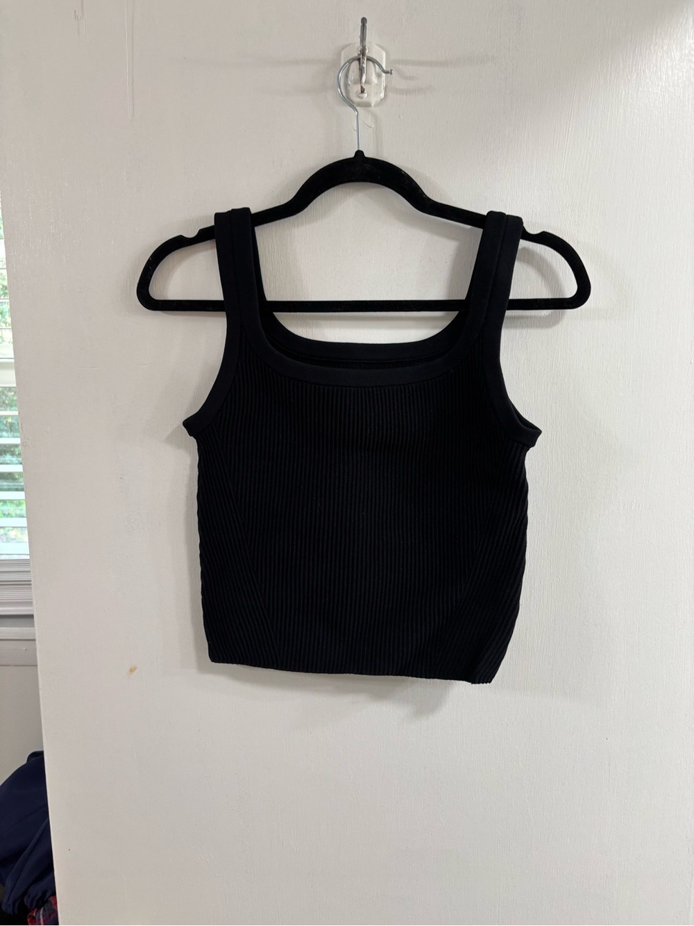 Sleeveless Ribbed Black Tank Top